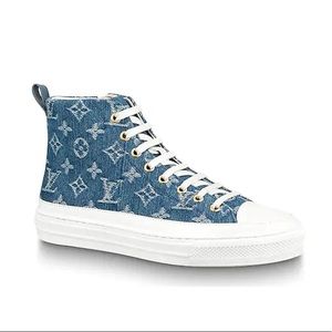 LOUIS VUITTON 1A4VT4 Monogram Denim Stellar Line High-Cut Sneakers Shoes